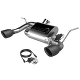QTP 07-18 Jeep Wrangler 3.6L/3.8L 304SS Screamer Axle Back Exhaust w/4in Black Tips - 425007B