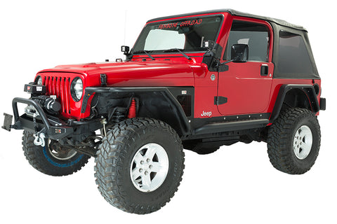Fishbone Offroad 97-06 Jeep Wrangler TJ Steel Tube Fenders Front 3In Flare - Blk Textured Powdercoat - FB23029F