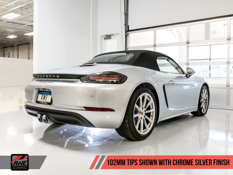 AWE Tuning Porsche 718 Boxster / Cayman SwitchPath Exhaust (PSE Only) - Chrome Silver Tips - 3025-32020