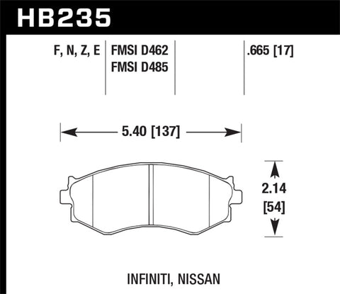 Hawk Infiniti G20 /Nissan 240SX/Axxess/Senta/Stanza Blue 9012 Race Front Brake Pads - HB235E.665