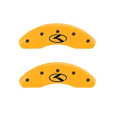 MGP 2 Caliper Covers Engraved Front Circle K/Kia Yellow Finish Black Char 2018 Kia Rio - 21190FCRKYL