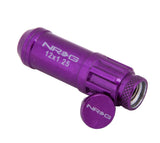 NRG 700 Series M12 X 1.25 Steel Lug Nut w/Dust Cap Cover Set 21 Pc w/Locks & Lock Socket - Purple - LN-LS710PP-21