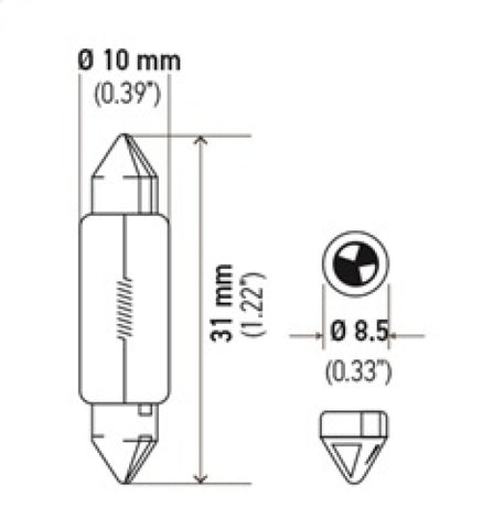 Hella Universal Clear 12V 10W 10x41mm T3.25 Bulb - 6411