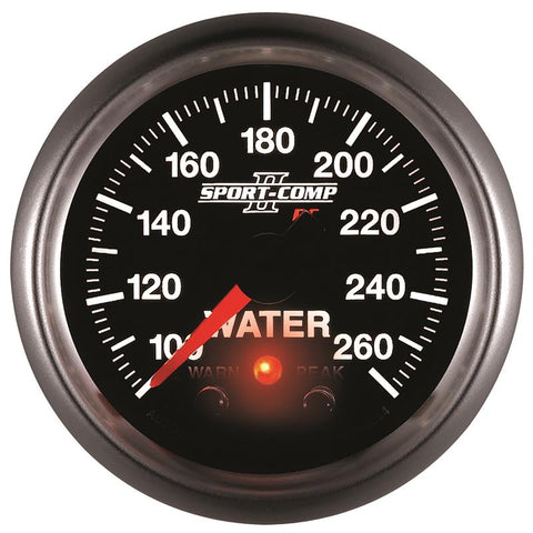 Autometer Sport-Comp II 52.4mm 100-260 Deg F Water Temp Peak & Warn w/ Electronic Control Gauge - 3654