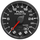 Autometer Spek-Pro Gauge Fuel Press 2 1/16in 30psi Stepper Motor W/Peak & Warn Blk/Blk - P316328