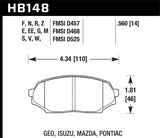 Hawk 90-93 Geo Storm / 90-92 Isuzu Impulse / 90-93 Mazda Miata DTC-30 Front Race Pads - HB148W.560
