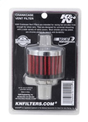 K&N Clamp On Rubber Base Crankcase Vent Filter 0.5in Flange ID 2in OD 1.5in Height - 62-1330