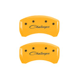 MGP 4 Caliper Covers Engraved Front & Rear Cursive/Challenger Yellow finish black ch - 12181SCLSYL