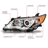 ANZO 2012-2013 Toyota Camry Projector Headlights w/ Halo Chrome - 121513