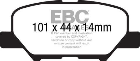 EBC 14+ Mazda 3 2.0 (Mexico Build) Yellowstuff Rear Brake Pads - DP42171R