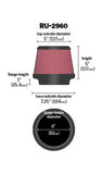 K&N Universal Tapered Filter 6in Flange ID x 7.5in Base OD x 5in Top OD x 5in Height - RU-2960