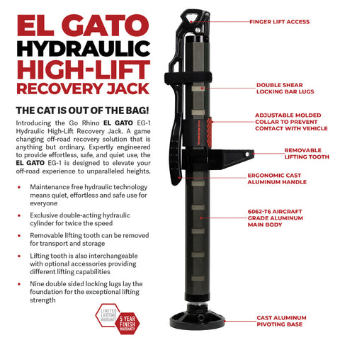 Go Rhino Xventure Gear EG1 El Gato Hydraulic Jack - Graphite - XG-RJ50010B
