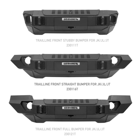 Go Rhino 07-20 Jeep Wrangler JL/JLU/JK/JKU/Gladiator JT Trailline Front Straight Bumper - 230116T