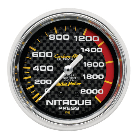 Autometer Carbon Fiber 66.7mm Mechanical 0-2000 PSI Nitrous Press Gauge - 4828