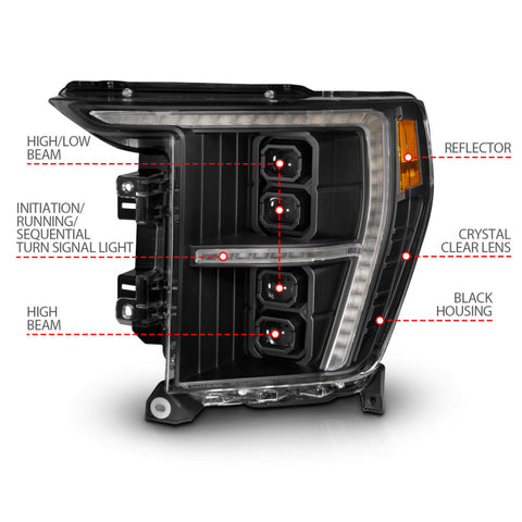ANZO 21-23 Ford F-150 (w/Factory Halogen) Z-Series Full LED Proj Headlights - Pass. Side ONLY - 111593X-R