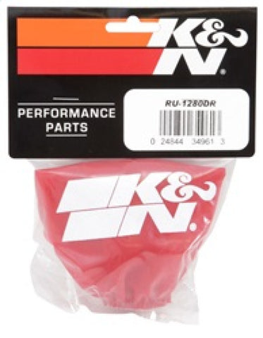 K&N Drycharger Air Filter Wrap - Round Straight - Red Closed Top 3in Inside Dia x 4in Height - RU-1280DR