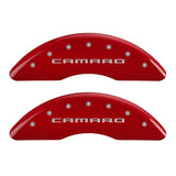 MGP 4 Caliper Covers Engraved Front Gen 5/Camaro Engraved Rear Gen 5/SS Red finish silver ch - 14241SCS5RD