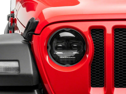 Raxiom 18-23 Jeep Wrangler JL Axial Series 9-In Angel Eye LED Headlights- Blk Housing (Clear Lens) - J171705