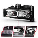 ANZO 1999-2000 Cadillac Escalade Crystal Headlights Light Bar Black Housing (Pair) - 111498