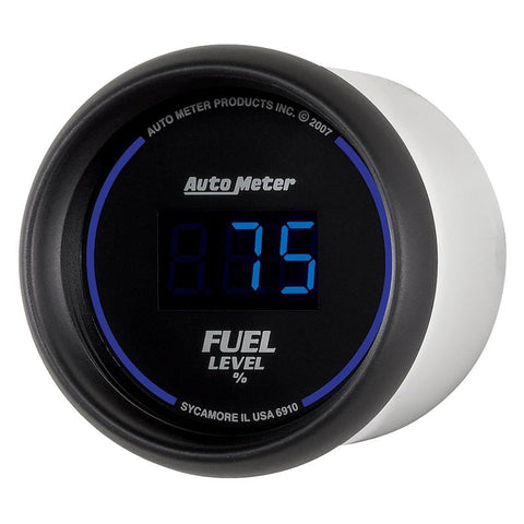 Autometer Cobalt Digital 52.4mm Black Programmable Empty-Full Range Fuel Level Gauge - 6910