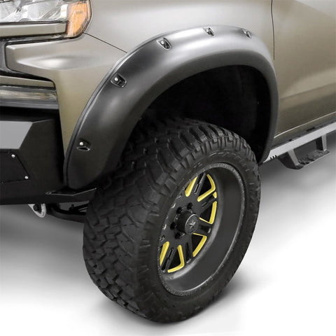 Lund 19-21 Chevy Silverado 1500 RX-Rivet Style Textured Elite Series Fender Flares-Black (2Pc.Rear) - RX140TB