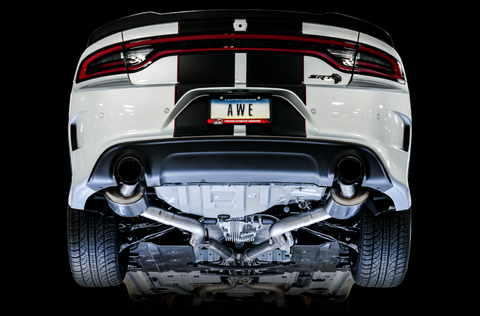 AWE Tuning 2015+ Dodge Charger 6.4L/6.2L Non-Resonated Touring Edition Exhaust - Diamond Blk Tips - 3020-33070