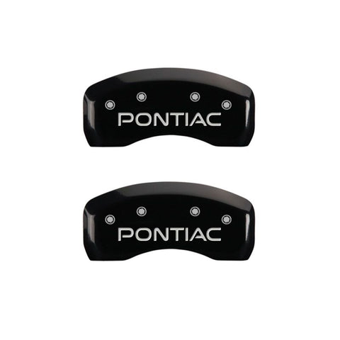 MGP 4 Caliper Covers Engraved Front & Rear Pontiac Black finish silver ch - 18031SPOPBK