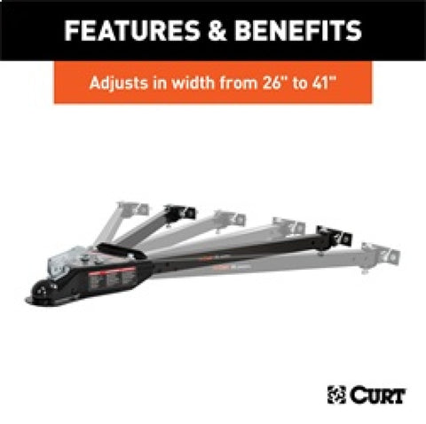 RockJock Curt Tow Bar with Adjustable Width Arms Car Mount 2in Ball 5000lbs - RJ-19745