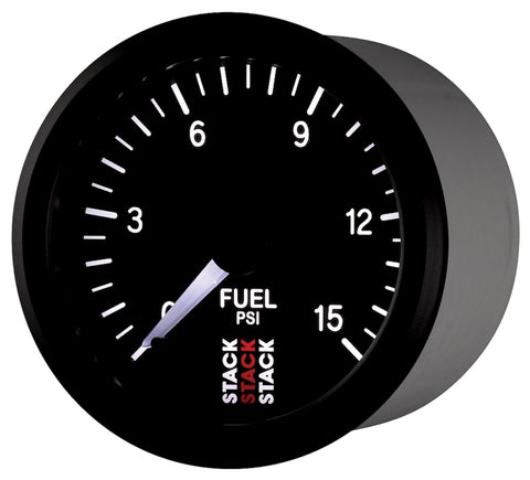 Autometer Stack 52mm 0-15 PSI 1/8in NPTF Male Pro Stepper Motor Fuel Pressure Gauge - Black - ST3304
