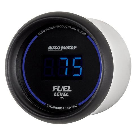 Autometer Cobalt Digital 52.4mm Black Programmable Empty-Full Range Fuel Level Gauge - 6910