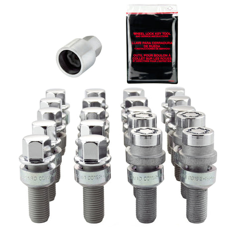 McGard 5 Lug Hex Install Kit w/Locks (Radius Seat Bolt) M14X1.5 / 17mm Hex / 28.1mm Shank L - Chrome - 68020