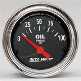 Autometer Traditional Chrome 52mm 0-100 PSI Short Sweep Electrical Oil Pressure Gauge - 2522