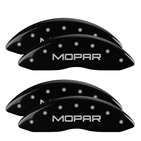 MGP 4 Caliper Covers Engraved Front & Rear MOPAR Black finish silver ch - 12203SMOPBK
