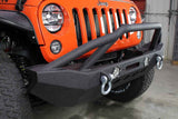 Fishbone Offroad 07-18 Jeep Wrangler Front Winch Bumper W/LEDs Full Width - Blk Textured Powdercoat - FB22003