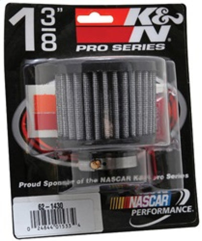 K&N 1.375in Flange ID x 3in OD x 2.5in H Rubber Base Crankcase Vent Filter - 62-1430