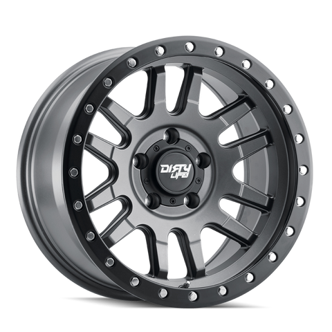 Dirty Life 9309 Canyon Pro 17x9/5x127 BP/-12mm Offset/71.5mm Hub Satin Graphite Wheel - Beadlock - 9309-7973MGT12