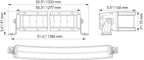 Hella Universal Black Magic 50in Tough Double Row Curved Light Bar - Spot & Flood Light - 358197631