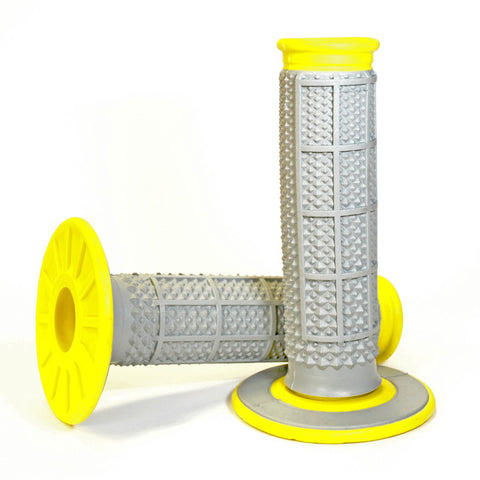 Renthal MX Dual Compound Grips Tapered 1/2 Waffle - Grey/ Yellow - G194