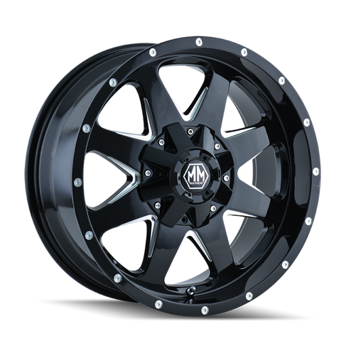 Mayhem 8040 Tank 17x9 / 5x127 BP / -12mm Offset / 87mm Hub Black w/ Milled Spokes Wheel - 8040-7952B