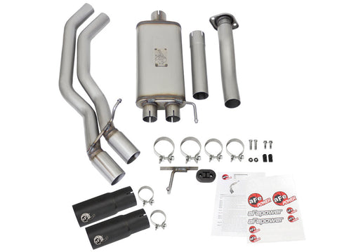 aFe Rebel Exhausts 3in SS Cat-Back 15-16 Ford F-150 EcoBoost V6 2.7/3.5L V8 5.0L w/ Black Tips - 49-43081-B