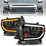 ANZO 14-21 Toyota Tundra (OE Halogen w/LED DRL) LED Crystal Headlights w/ Switchback & DRL - Blk - 111533