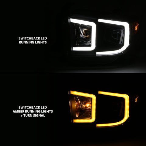 ANZO 14-17 Toyota Tundra Plank Style Projector Headlights Black w/ Amber - 111414