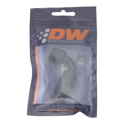 DeatschWerks 6AN Female Swivel 90-Degree Hose End PTFE (Incl 1 Olive Insert) - Anodized Matte Black - 6-02-0852-B