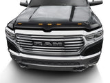 AVS 19-22 Ram 1500 Aeroskin Hood Shield Color Match w/ Lights - Diamond Black - 753163-PXJ