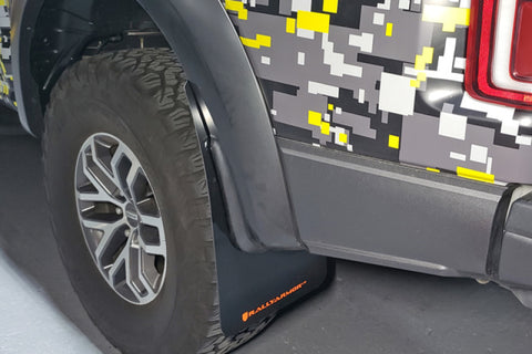Rally Armor 17-20 Ford F-150 Raptor Gen 2 Black UR Mud Flap w/Dark Grey Logo - MF53-UR-BLK/DGRY