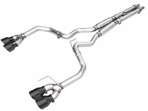 AWE 2024 Ford Mustang GT Fastback S650 RWD Track Edition Cat-Back Exhaust w/ Quad Diamond Black Tips - 3020-43650