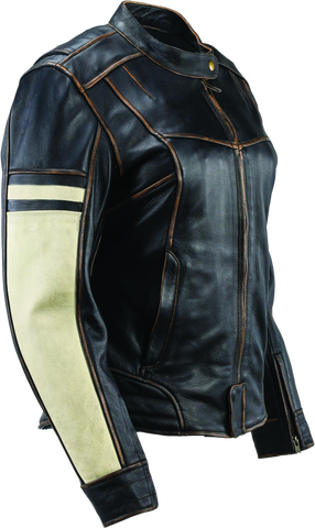 River Road Dame Vintage Leather Jacket Black Womens - Small - 094388