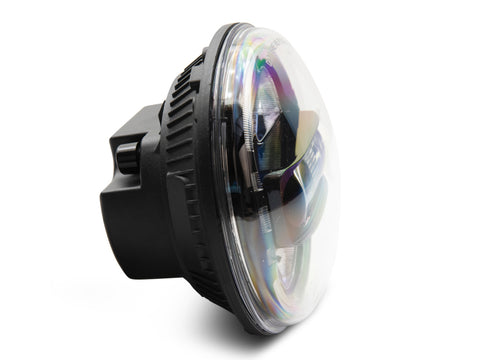 Raxiom 97-18 Jeep Wrangler TJ/JK Axial 7-Inch LED Headlights w/ DRL- Black Housing (Clear Lens) - J155570