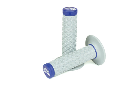Renthal Soft/Firm MX Dual Compound Grips Tapered 1/2 Waffle - Gray/Blue - G206