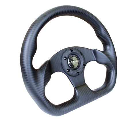 NRG Carbon Fiber Steering Wheel (320mm) Flat Bottom Matte Black Carbon - ST-009CF/MB